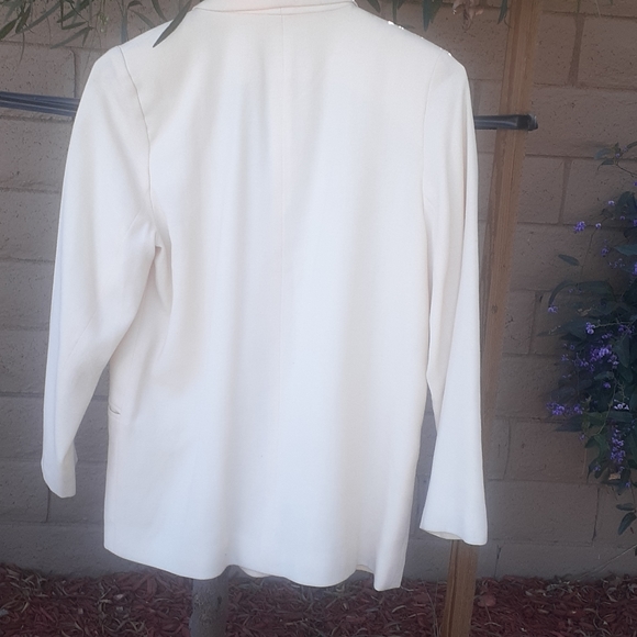 TALBOTS Petites Cream Ivory 100% Wool Blazer Double Breasted Suit jacket sz 12 ? - Picture 9 of 11